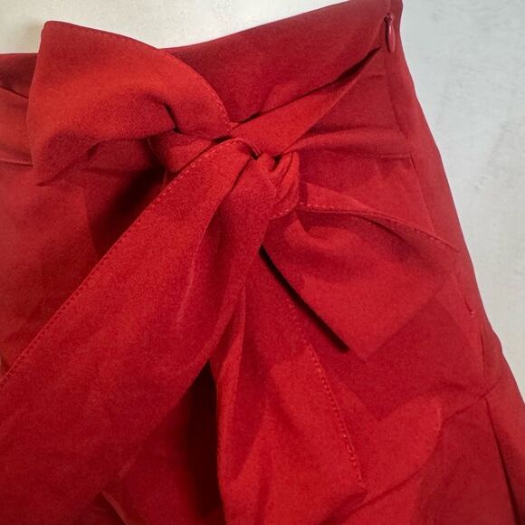 Zara red high waisted bow trim skirt skort size XS - Picture 4 of 9
